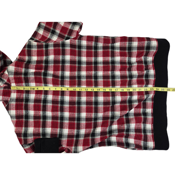 Mens Quiksilver Jacket Plaid Size Medium Full Zip Hood Red Black - Picture 6 of 7